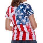 Load image into Gallery viewer, Women&#39;s American Flag Hand Silk Screen T-shirt
