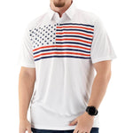 Load image into Gallery viewer, Mens Flag Flying Polo Tech Shirt -White - theflagshirt
