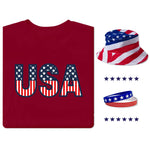 Load image into Gallery viewer, Men&#39;s, Women&#39;s, and Kids USA T-Shirt, Bucket Hat, and Wristband Bundle
