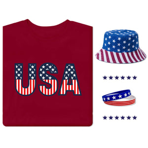 Men's USA T-Shirt, Hat, and Wristband Bundle