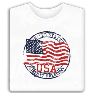 Men's USA Flag Stamp Long Sleeve T-Shirt