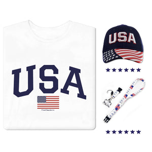 Women's USA T-Shirt, Hat and Lanyard Set
