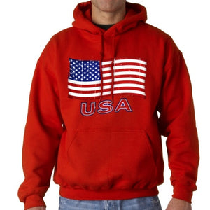 American Flag Mens Hooded Sweatshirt - Red - The Flag Shirt
