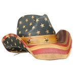 Load image into Gallery viewer, Western American Flag Vintage Cowboy Hat - The Flag Shirt

