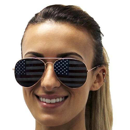 Men's USA Flag Imprint Rectangular Sunglasses – Polycarbonate Lens, UV400, Brown Frame
