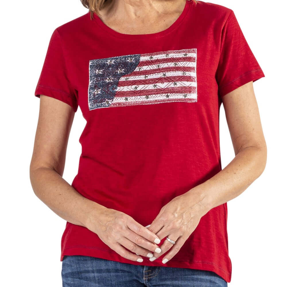 Women's Star Studded Flag T-Shirt