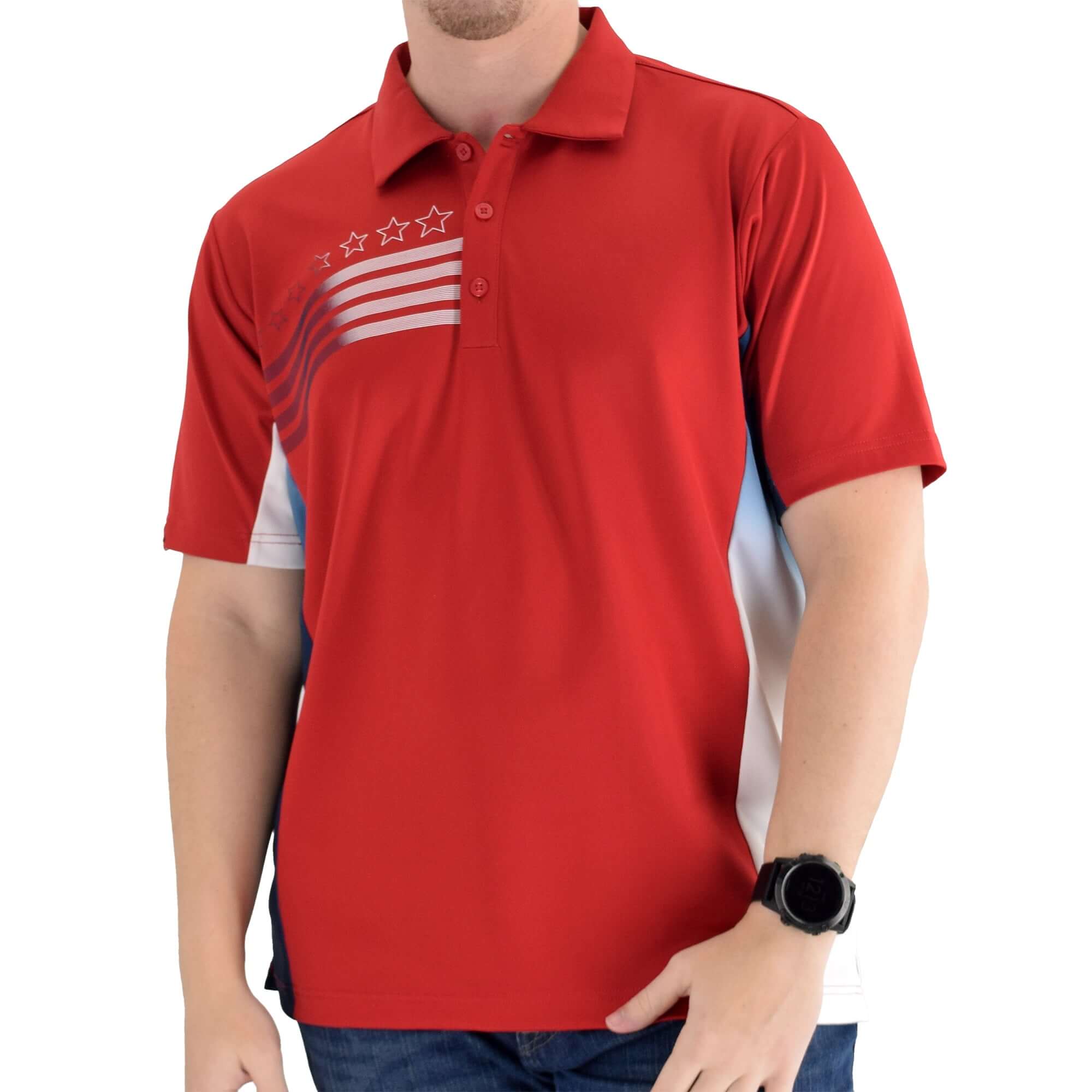 mens liberty classic polo shirt red - the flag shirt