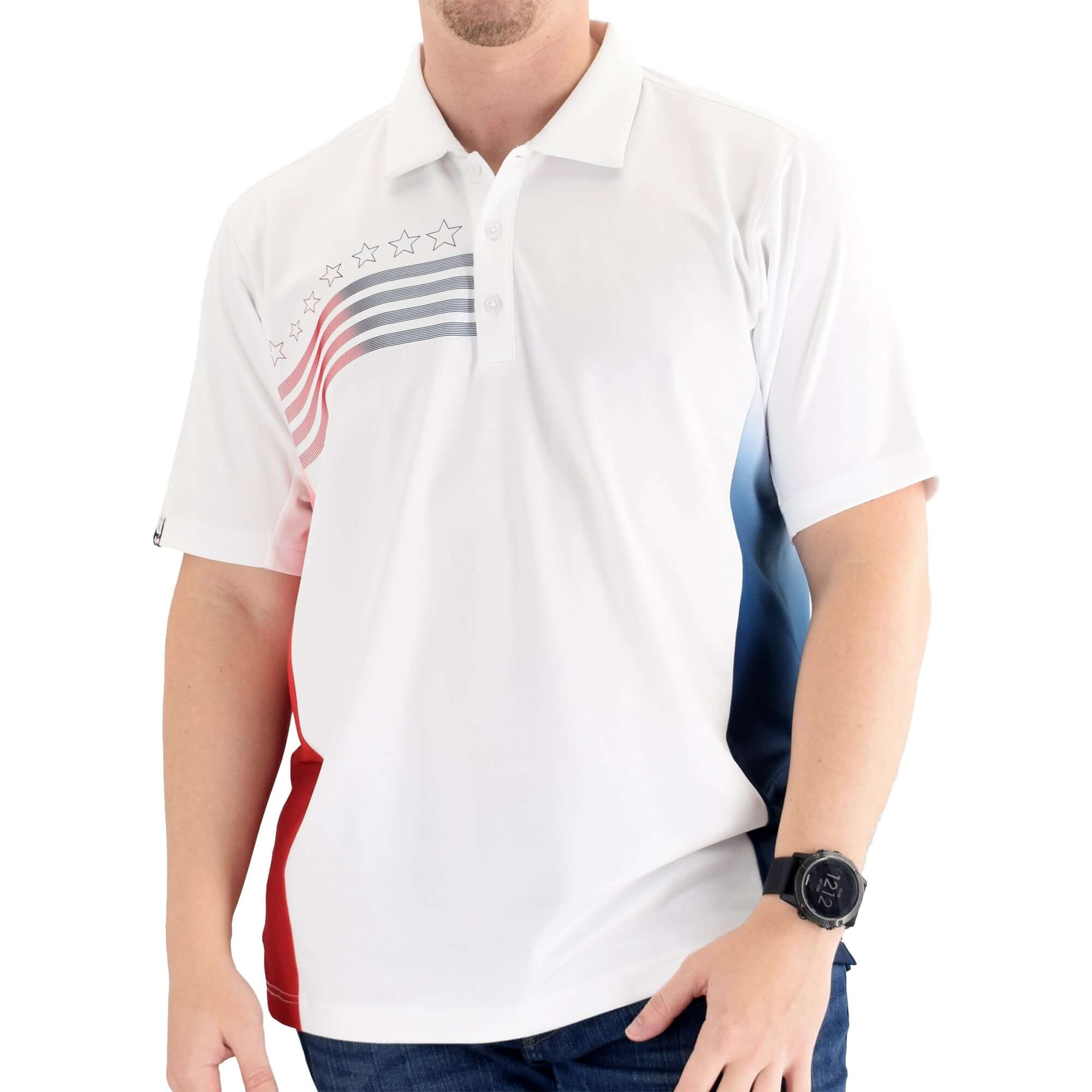 Mens liberty classic polo shirt white - the flag shirt