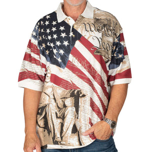 Waving American Flag Lincoln Polo Shirt- The Flag Shirt