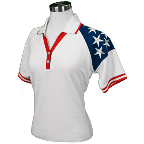 Lady Freedom Pique Womens Polo Shirt -White RP396W - The Flag Shirt