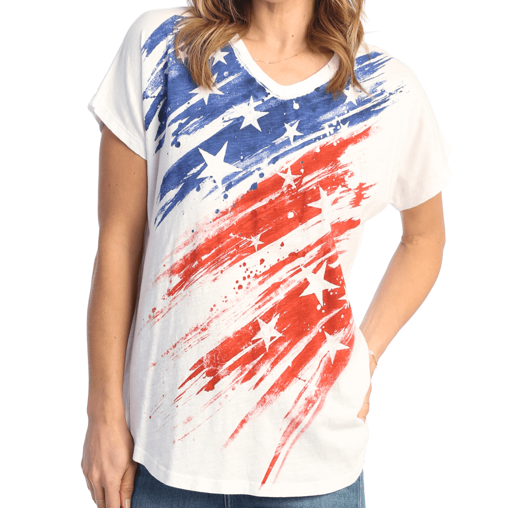 Alexandria Louisiana Skyline American Flag' Women's V-Neck T-Shirt