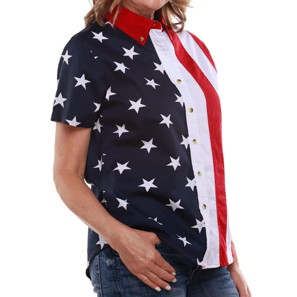 Women's Stars and Stripes 100% Cotton Short Sleeve Top
