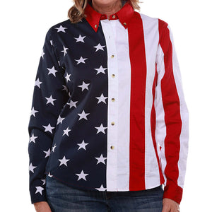 Women's Stars and Stripes 100% Cotton Long Sleeve Top