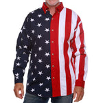 Load image into Gallery viewer, Men&#39;s Stars &amp; Stripes 100% Cotton Long Sleeve Button-Up Shirt
