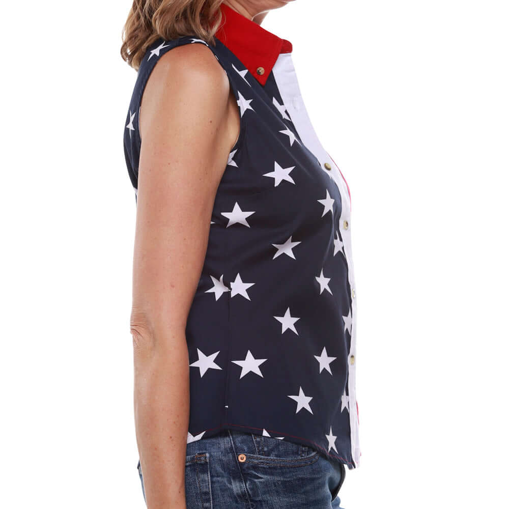 XMNDS American Flag Baseball Tank Top For Women - 4th Of July Patriotic Sleeveless Tee, Soft Cotton