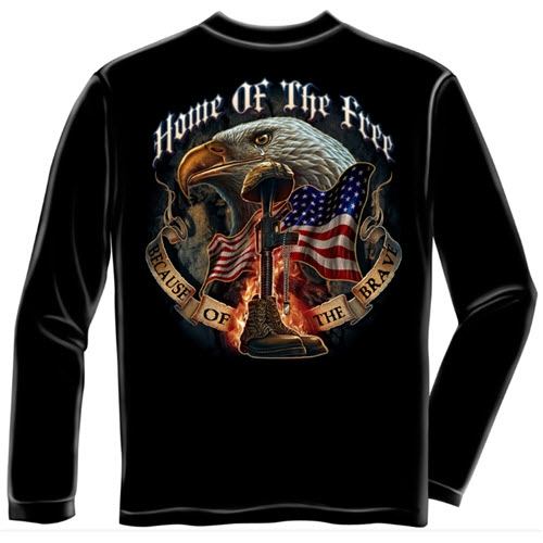 Home of the Free Because of the Brave Mens Long Sleeve T-Shirt - The Flag Shirt