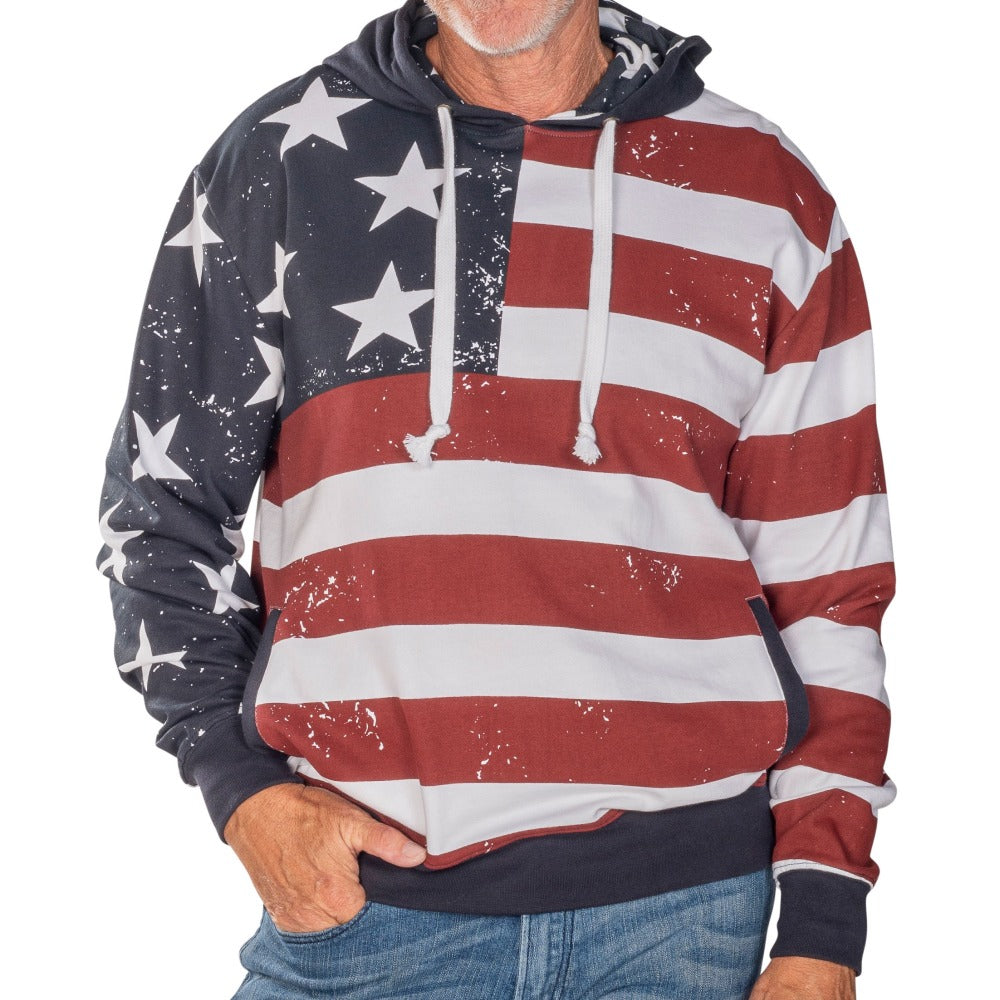 Men's Vintage American Flag Hoodie Sweatshirt