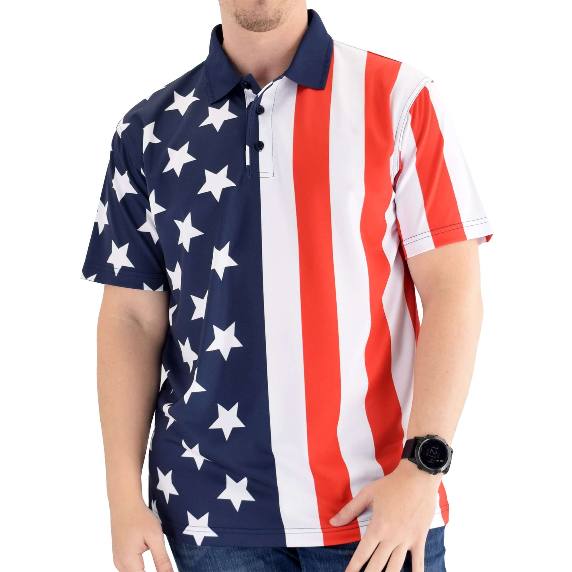 Made in The USA Patriotic Golf Shirt - the flag shirt