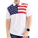 Load image into Gallery viewer, USA Flag Stars and Stripes Polo Shirt Made in the USA - the flag shirt
