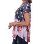 Load image into Gallery viewer, Women&#39;s Made in USA American Flag with Rhinestones Stars Shirt
