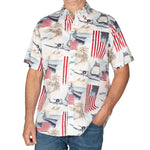 Load image into Gallery viewer, Men&#39;s Battleship American Flag 100% Cotton Button-Down Short Sleeve Shirt - the flag shirt
