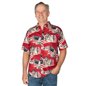 Men's USA Icons 100% Cotton Button-Down Short Sleeve Shirt - the flag shirt