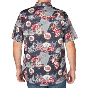 Men's Bicentennial 100% Cotton Button-Down Short Sleeve Shirt - the flag shirt
