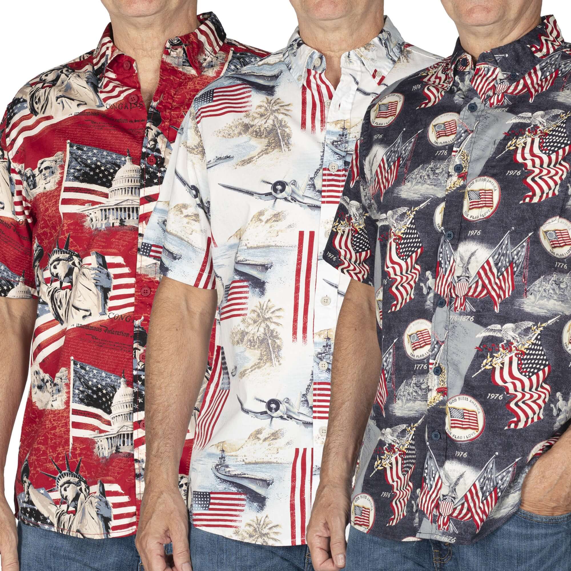 Men's USA Button Down Bundle of 3 Iconic Shirts