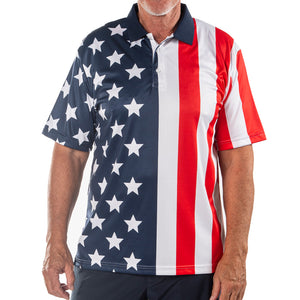 American Flag Inspired Performance Golf Polo Shirt