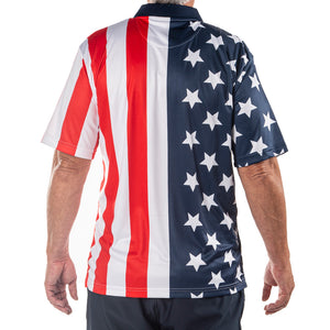 American Flag Inspired Performance Golf Polo Shirt