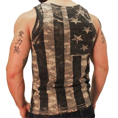 Black and White Camo American Flag Mens Tank Top