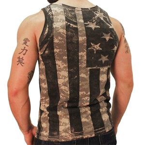Black and White Camo American Flag Mens Tank Top - The Flag Shirt