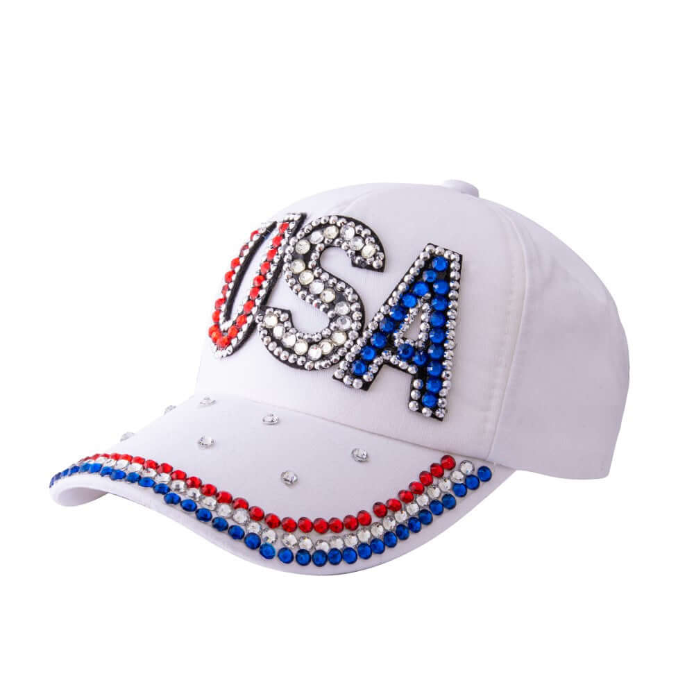 Rhinestone Bling USA Hat