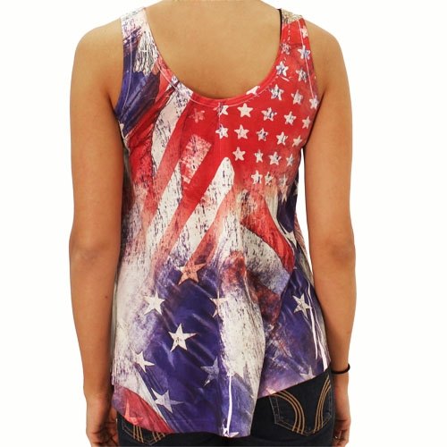 American Flag Tank Top Ladies Abstract Rhinestone - The Flag Shirt
