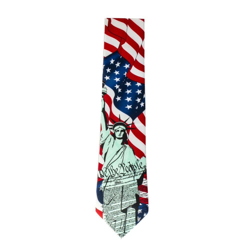 Lady Liberty We the People Waving Flag Neck Tie