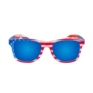 Patriotic Wayfarer Sunglasses with Blue Mirrored Lenses