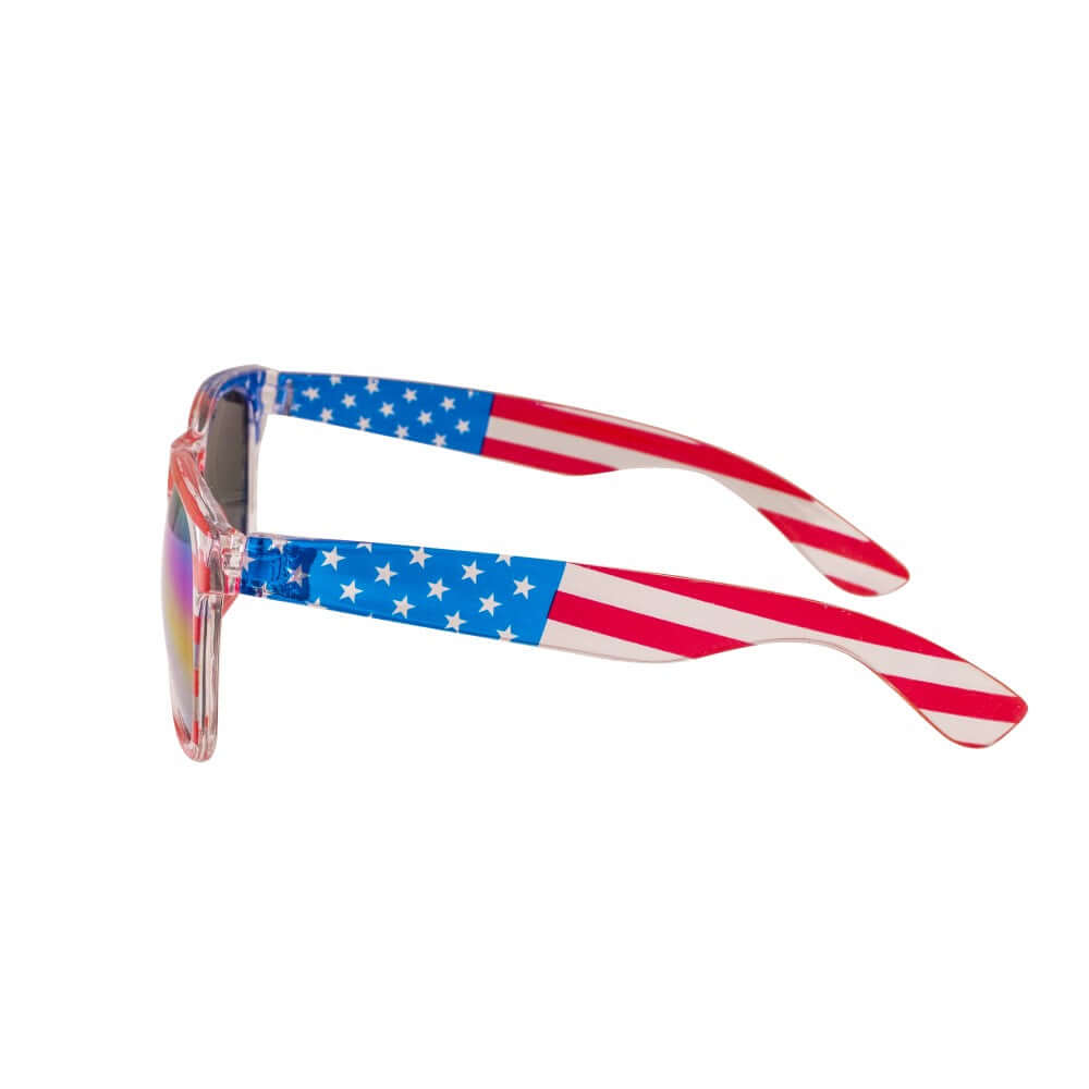 Patriotic Wayfarer Sunglasses with Blue Mirrored Lenses