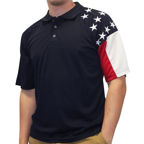 Men's Allegiance Freedom Tech Fabric Polo Shirt Navy - The Flag Shirt