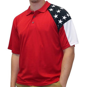 Mens Allegiance Freedom Tech Fabric Polo Shirt Red - The Flag Shirt