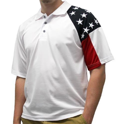 Mens Allegiance Freedom Tech Fabric Polo Shirt White - The Flag Shirt