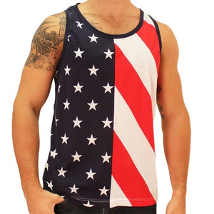 Mens Diagonal Stars and Stripes Tank - The Flag Shirt
