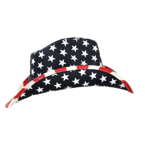 4th of July Vintage USA American Flag Print Western Cowboy Hat Women Men  Independence Day Wide Brim Cap Patriotic Jazz Hat