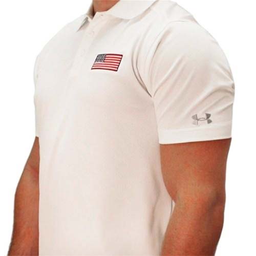 Mens Under Armour Patriotic Performance Polo  White - theflagshirt