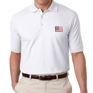 US Flag Patch Mens Polo Shirt - White - The Flag Shirt