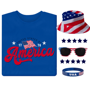Men's America T-Shirt, Hat, Sunglasses and Wristband Bundle