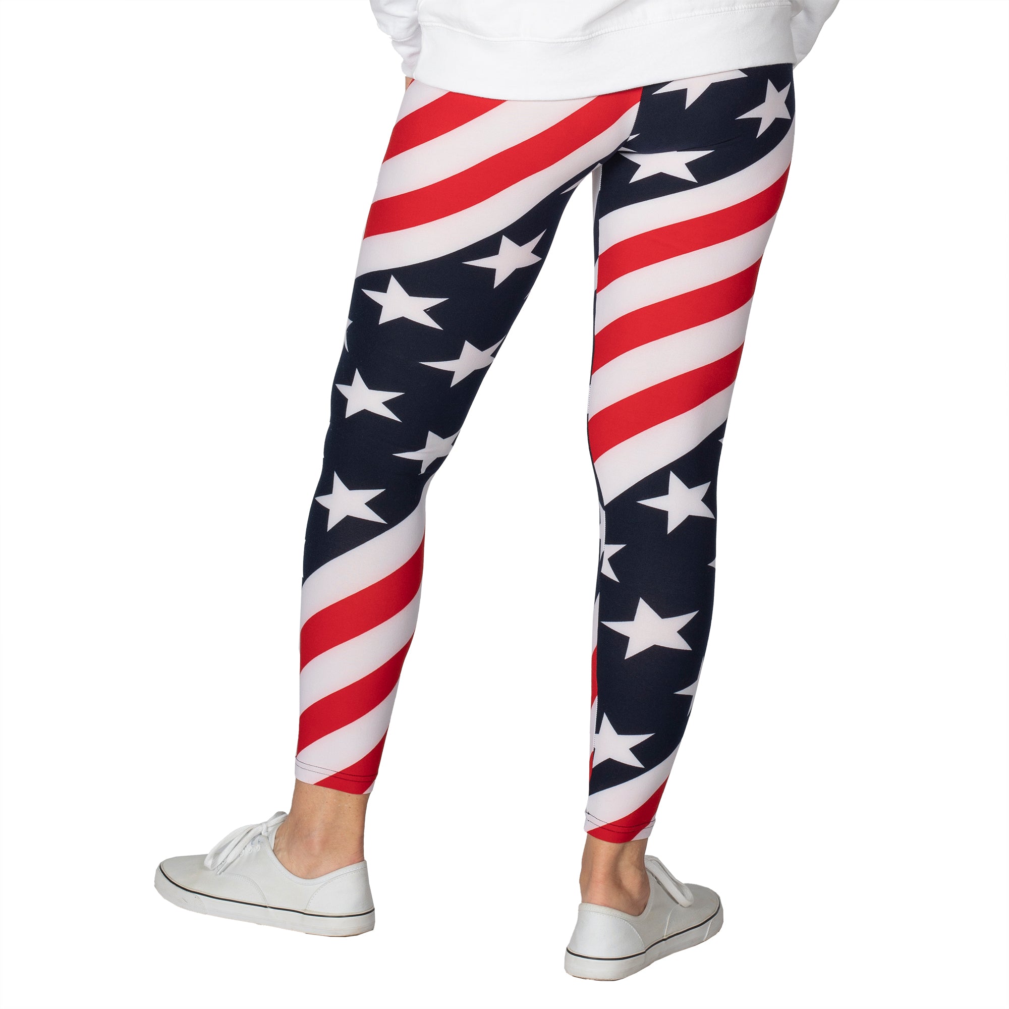 REORIAFEE USA Flag Leggings for Women Patriotic Plus Size Tights Pants  Athletic High Waist Independence Day American Flag Yoga Pants Stretch  Leggings Independence Day Fitness Gym Pants White XL 