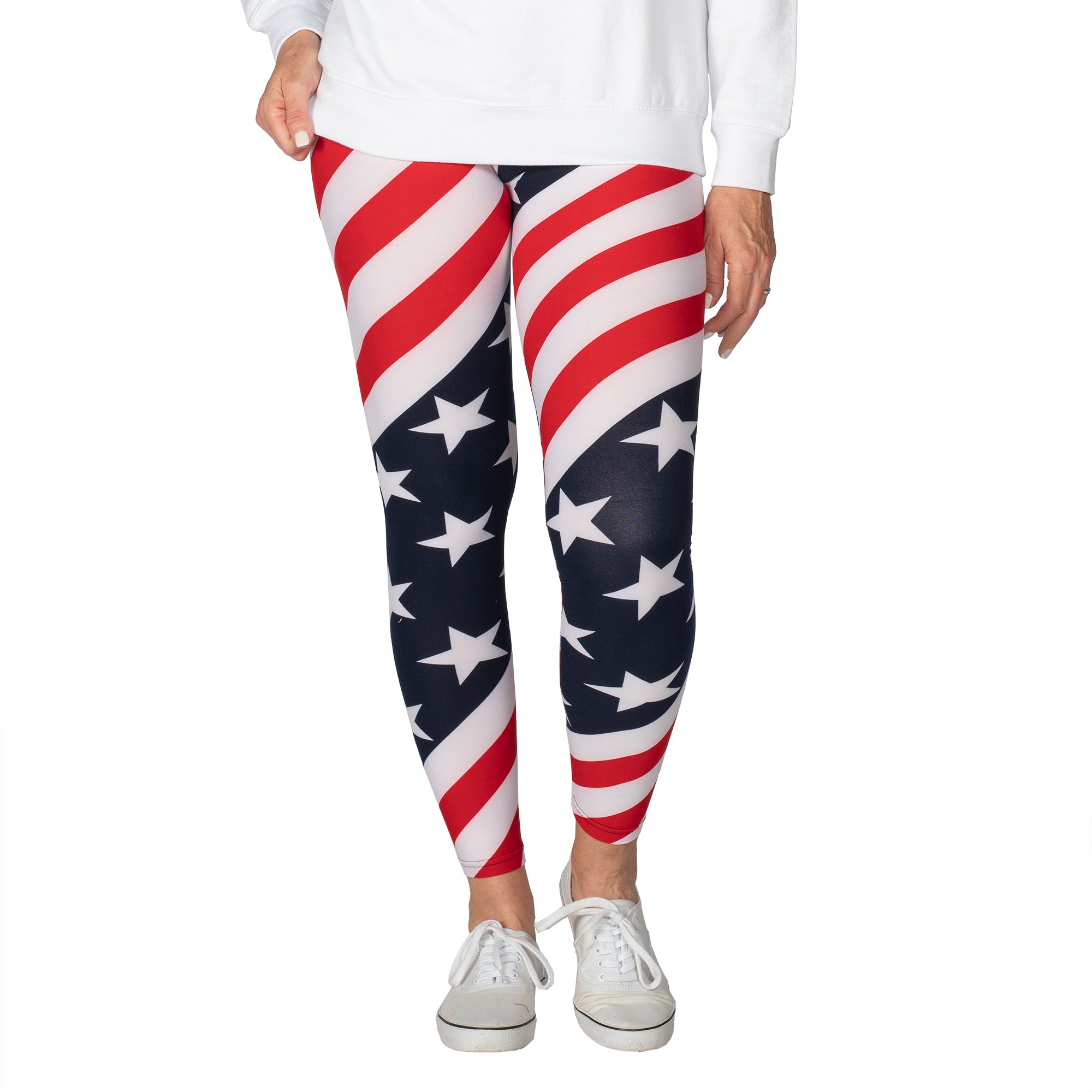 Womens American Flag Capri Leggings 