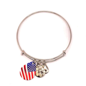 Made in USA Bangle Bracelet with US Flag Charm