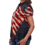 Load image into Gallery viewer, Women&#39;s Waving American Flag Polo Shirt
