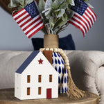 Load image into Gallery viewer, Patriotic Woodblock Folk Art Decorative House
